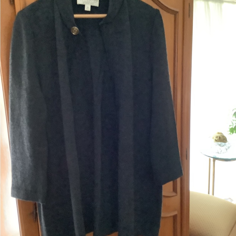 St. John Santana Knit Charcoal Gray 3/4 Length Jacket/Sweater